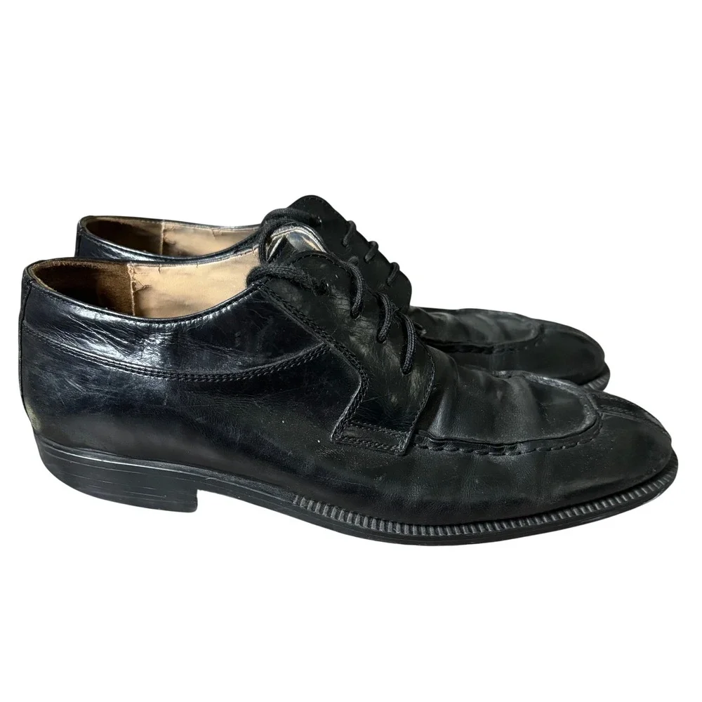 Adolfo Men's Oxford Shoes Sz 10 Black Leather Hand Made in Italy